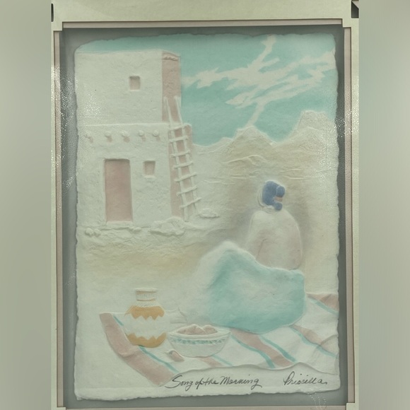 RARE VINTAGE Framed 3D Wall Art "Song Of The Morning"  by Priscilla 21” X 7.5” - Picture 2 of 10